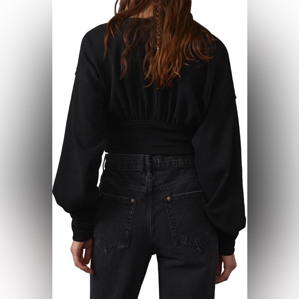 We The Free All Nighter Long Sleeve Surplice Crop Top - Picture 2 of 5